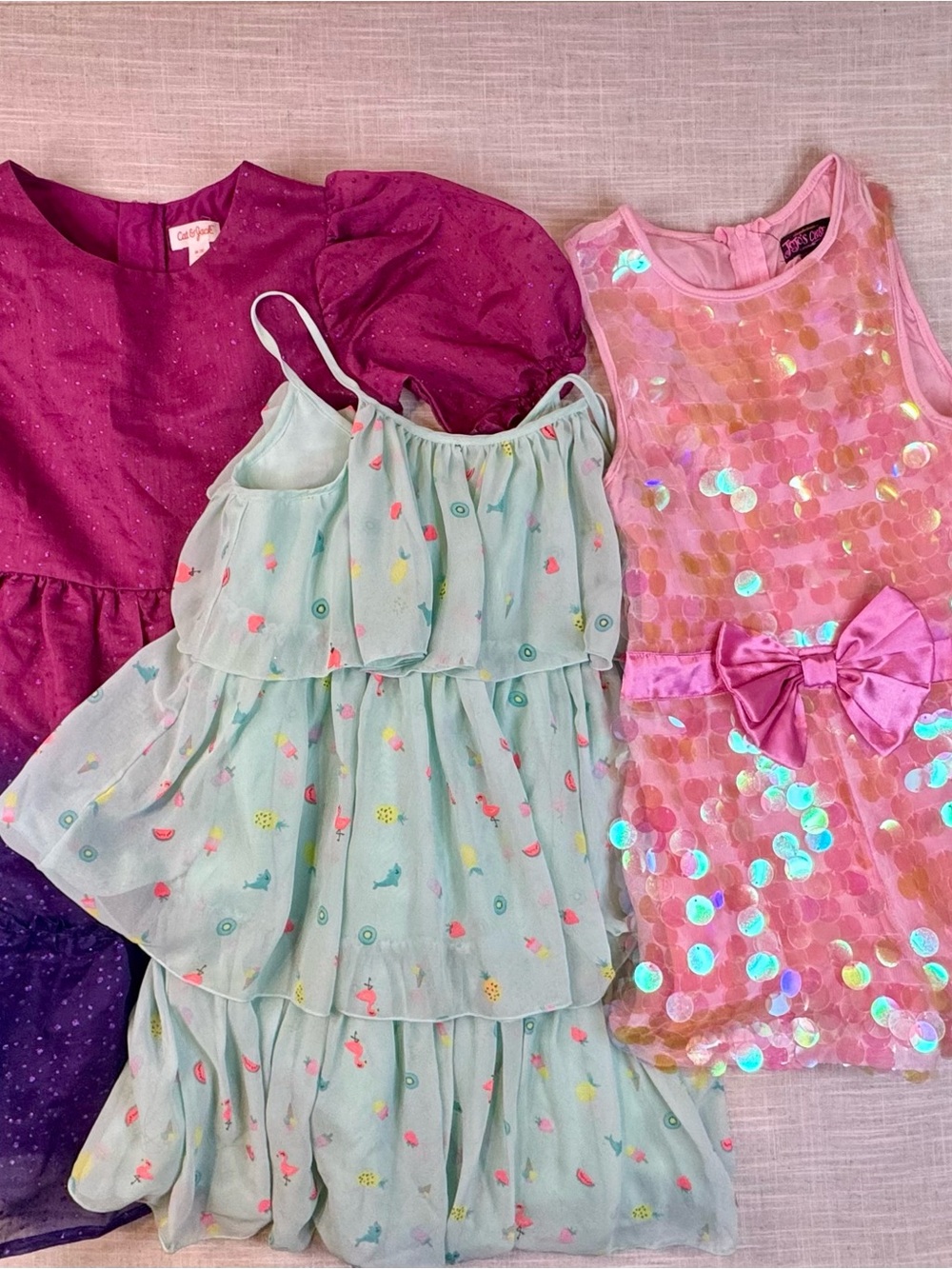 Cat & Jack, H&M Pink Sequin Bow Dress Lot for Girls Size 7/8